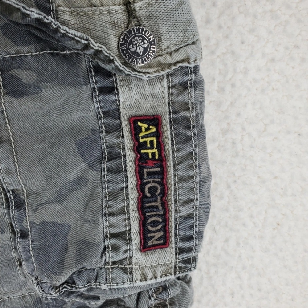Affliction Jort Shorts Cargo Camo Mens 40 Grunge Gray Black Relaxed Fit (39x12) - Picture 9 of 13
